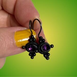 Vintage oxidized silver & purple stone Old Pawn style earrings